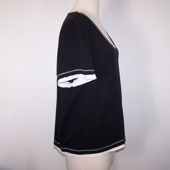 Made for Life T Shirt Top Womens Plus 3X Comfy Short Sleeve Black White Stretch - Picture 7 of 10